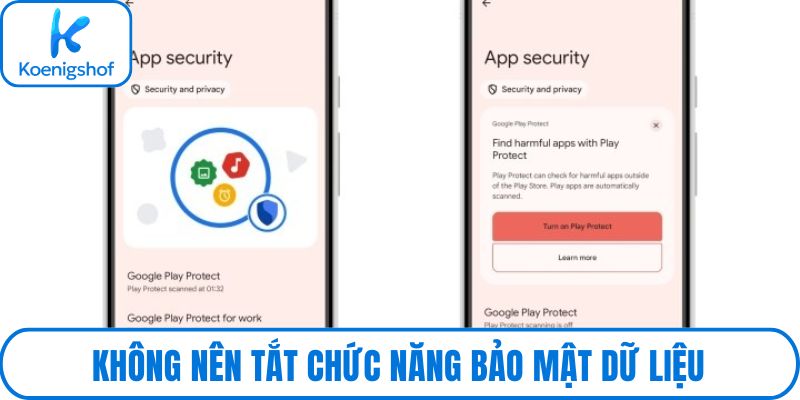 Không nên tắt chức năng bảo mật dữ liệu